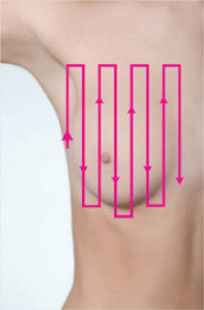 Samovyšetření prsu - vertikální